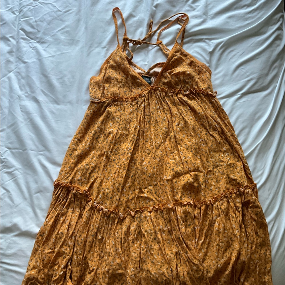 Wild Fable Mustard Floral Backless Dress